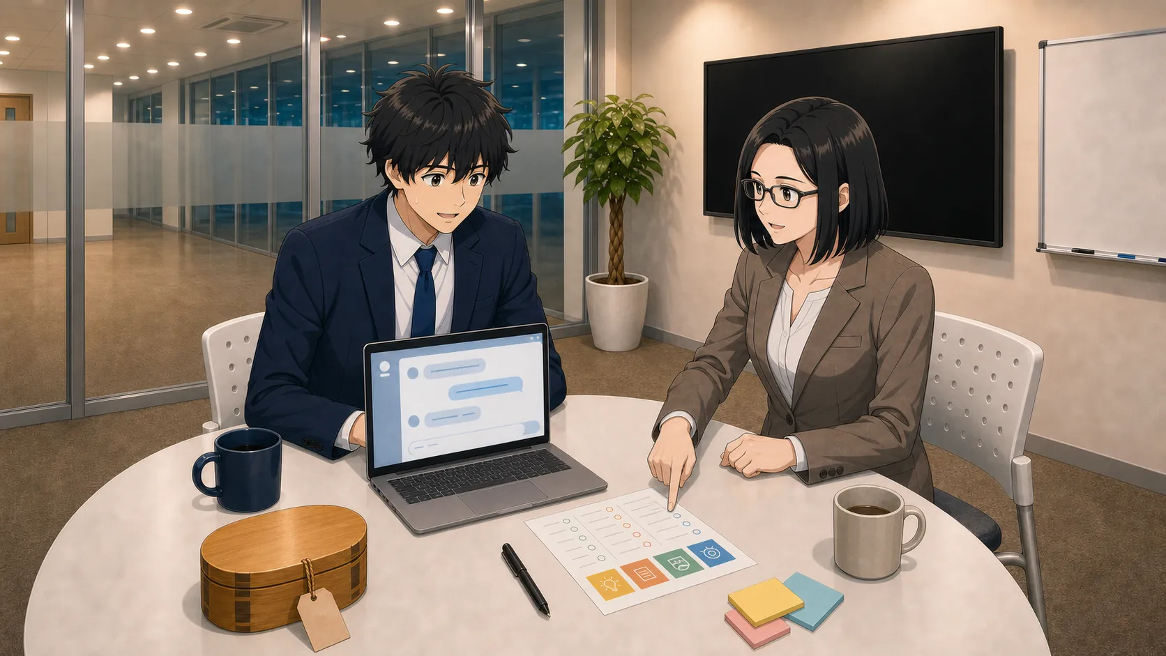改善したプロンプトの結果を確認して神谷悠馬が少し嬉しそうにしている場面